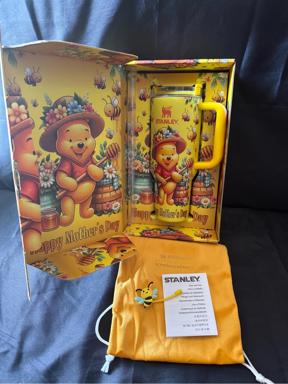 New Stanley 40oz Winnie the Pooh Yellow Mother's Day Edition Box Bag Topper